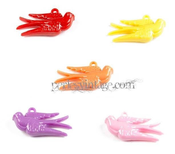 Gingerlily Hirondelles pendentifs plastique 5cm x5