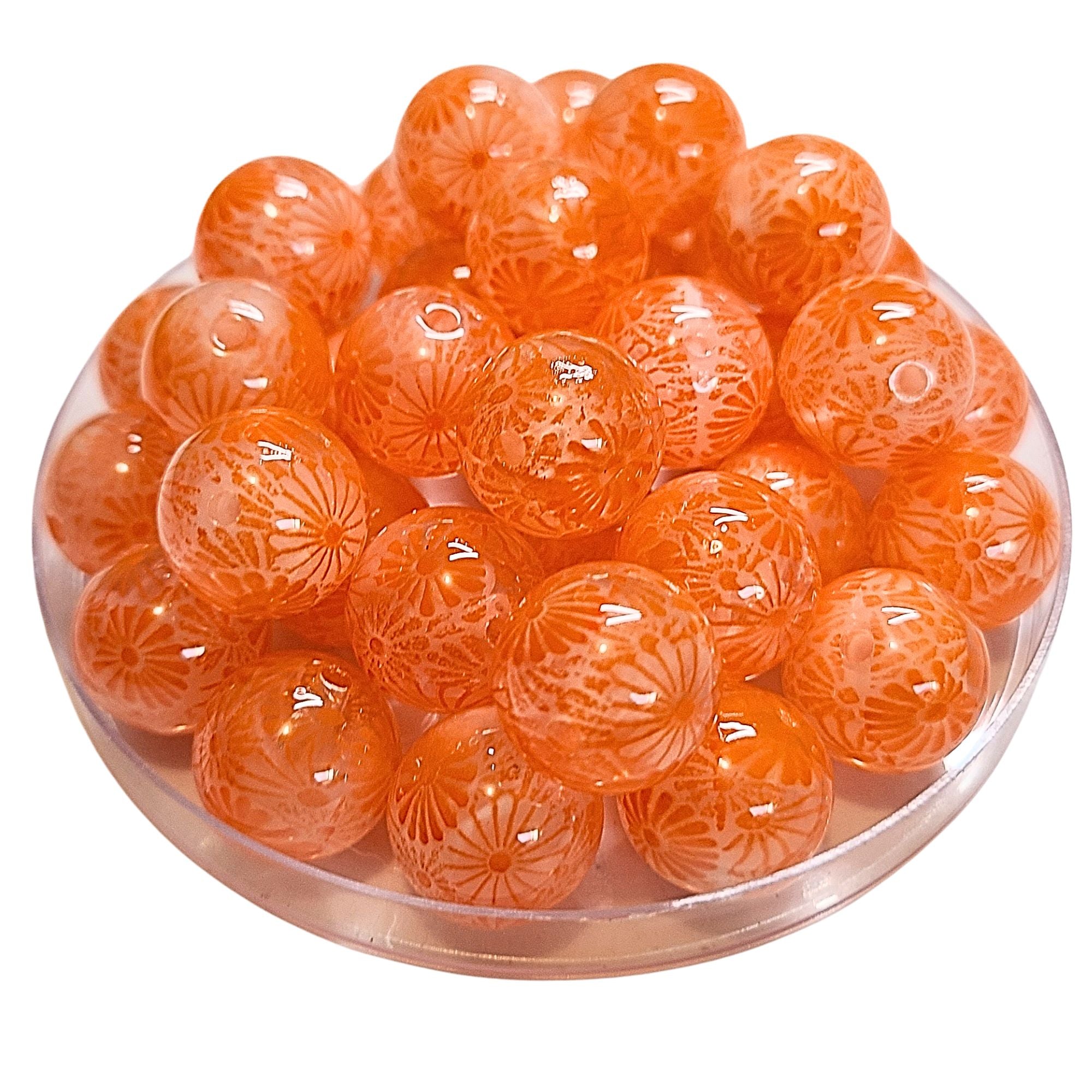 ARTSHOP Boules 328 perle boule acrylique orange fleurs 16mm