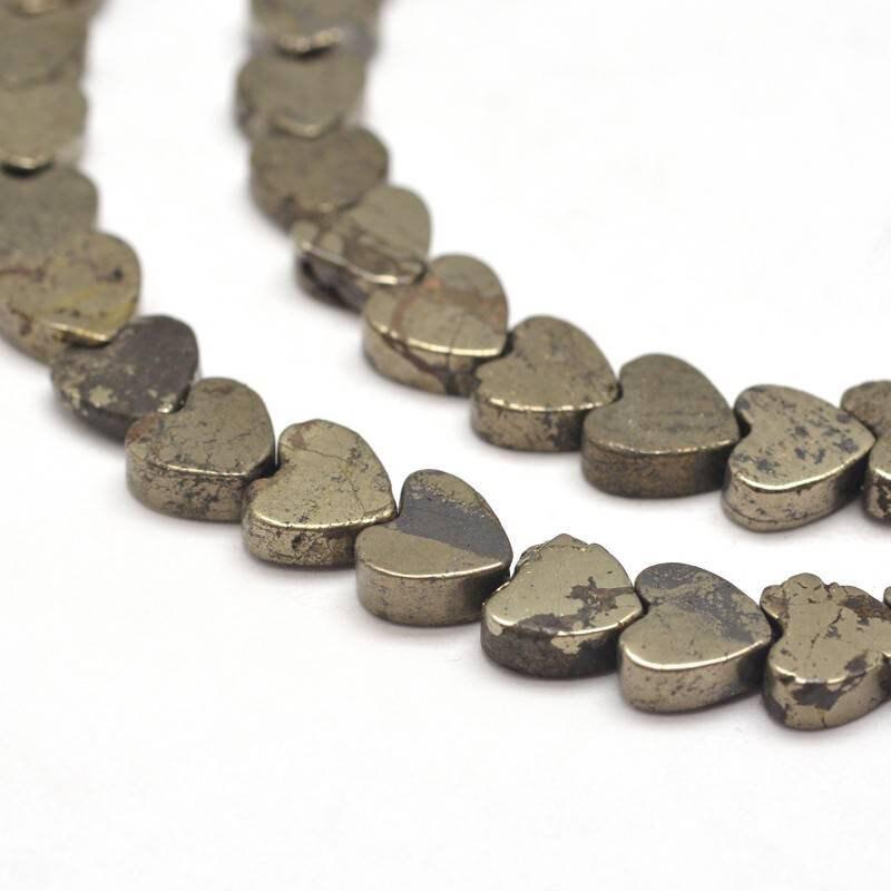 Gingerlily Perles pyrite cœur 6mm fil 70 perles G3408
