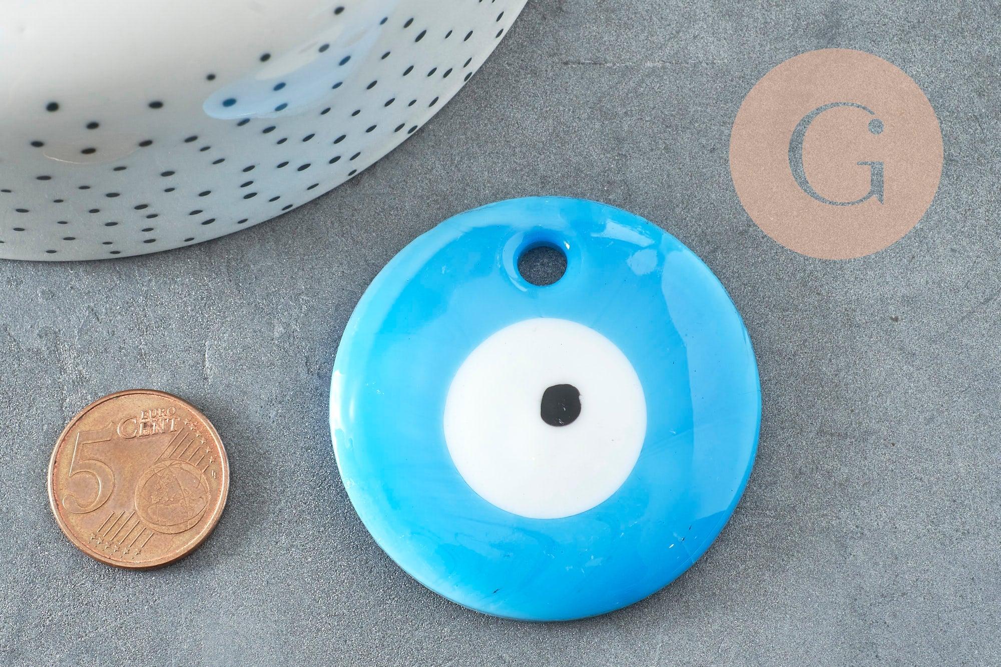 Gingerlily Mauvais Oeil G9444 pendentif verre bleu ciel 50mm x1