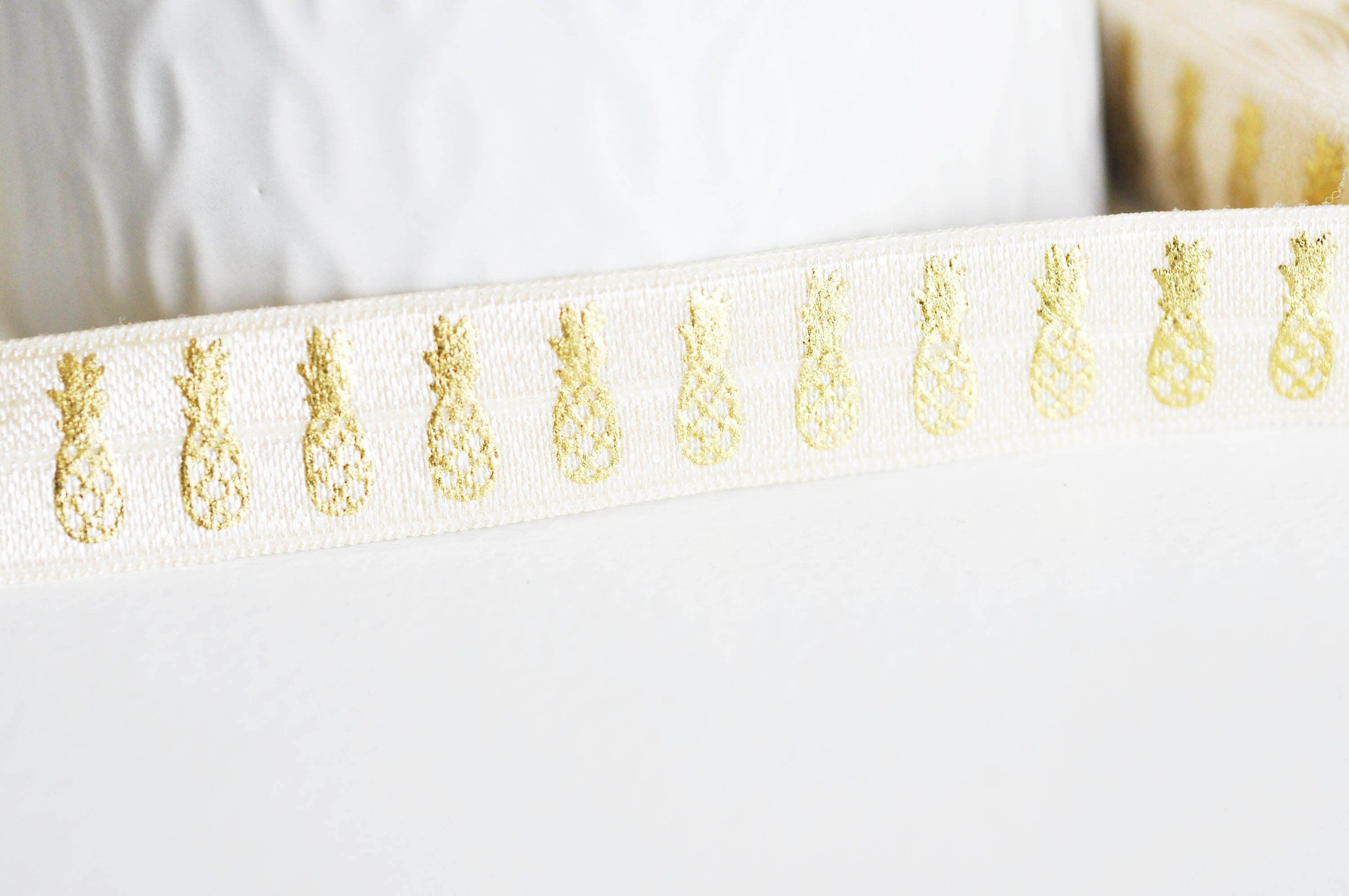 Gingerlily Cordons ruban élastique ananas écru 16mm 1m