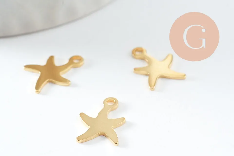 Gingerlily pendentif étoile de mer acier doré 11mm x5