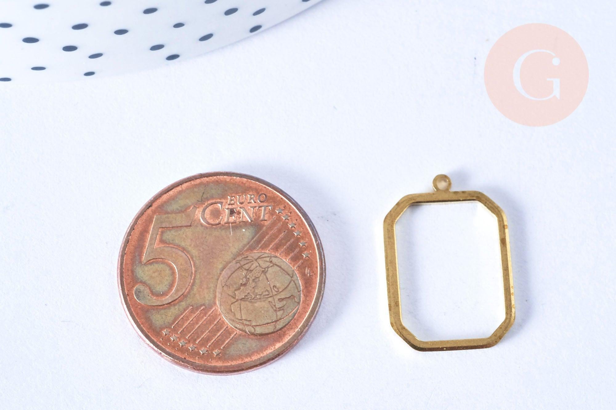 Gingerlily Pendentifs G6542 médaillon rectangle laiton brut 17,5 mm x2