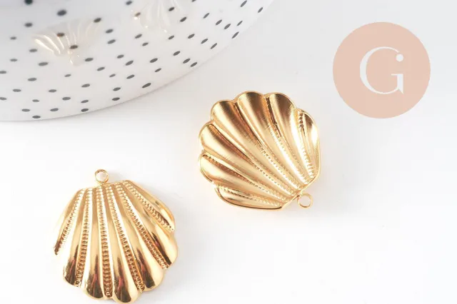Gingerlily Pendentifs DIY Coquillage Acier Doré 18K 26.5mm
