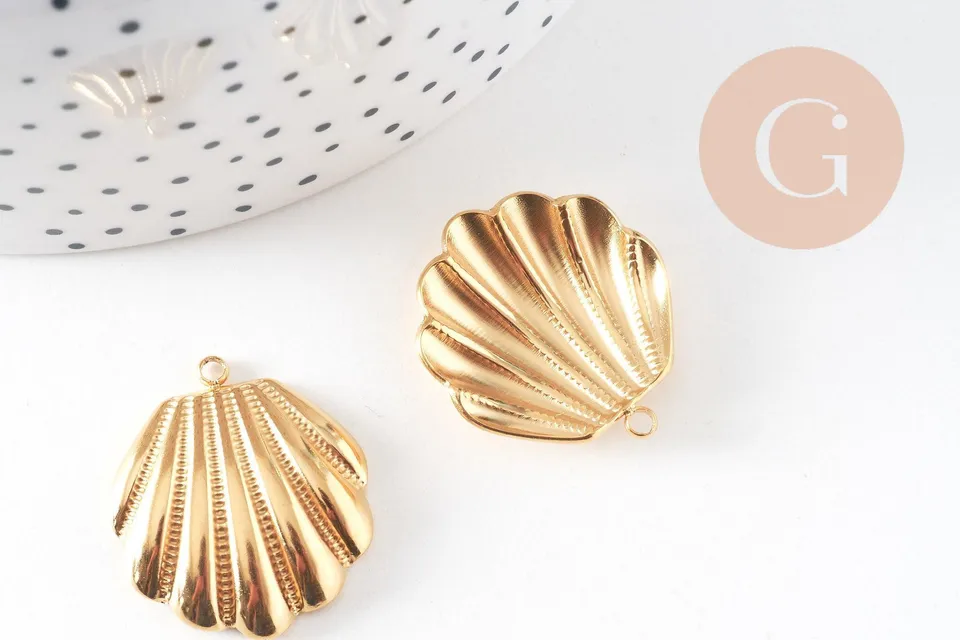 Gingerlily Pendentifs DIY Coquillage Acier Doré 18K 26.5mm