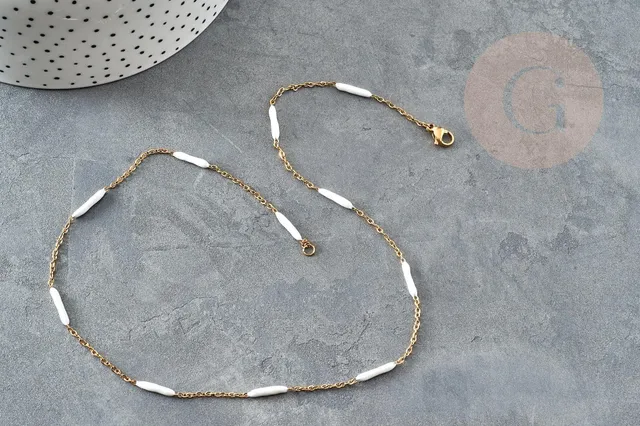 Gingerlily G9373 chaîne collier acier doré résine 45cm