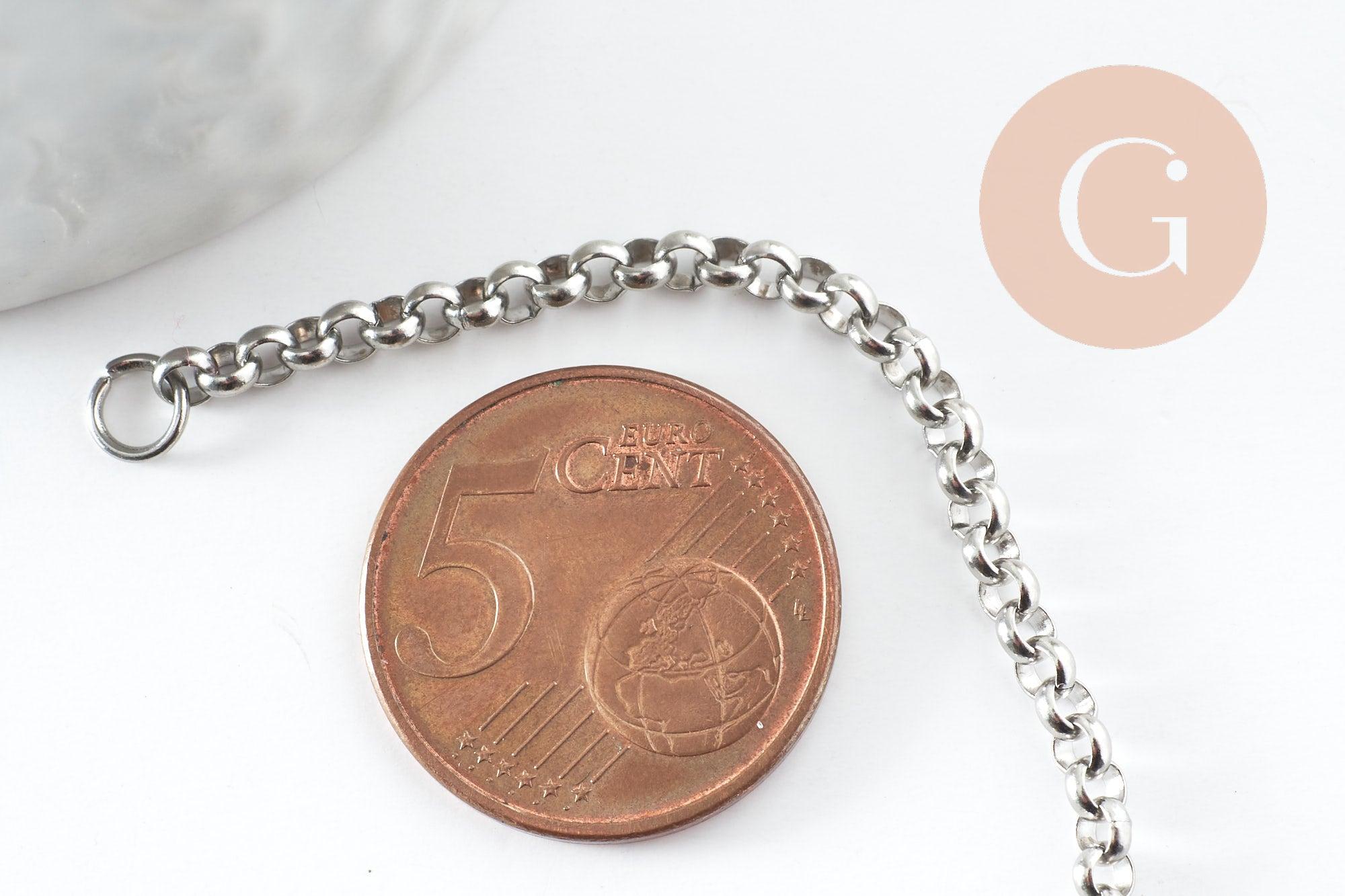Gingerlily Apprêts Base Bracelet Chaîne Rolo Acier Platine 3mm x1