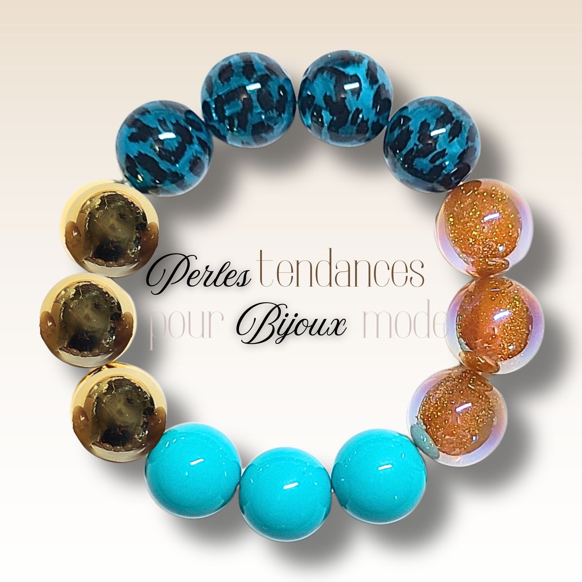 ARTSHOP 232 boules léopard teal 16MM x15 perles acrylique