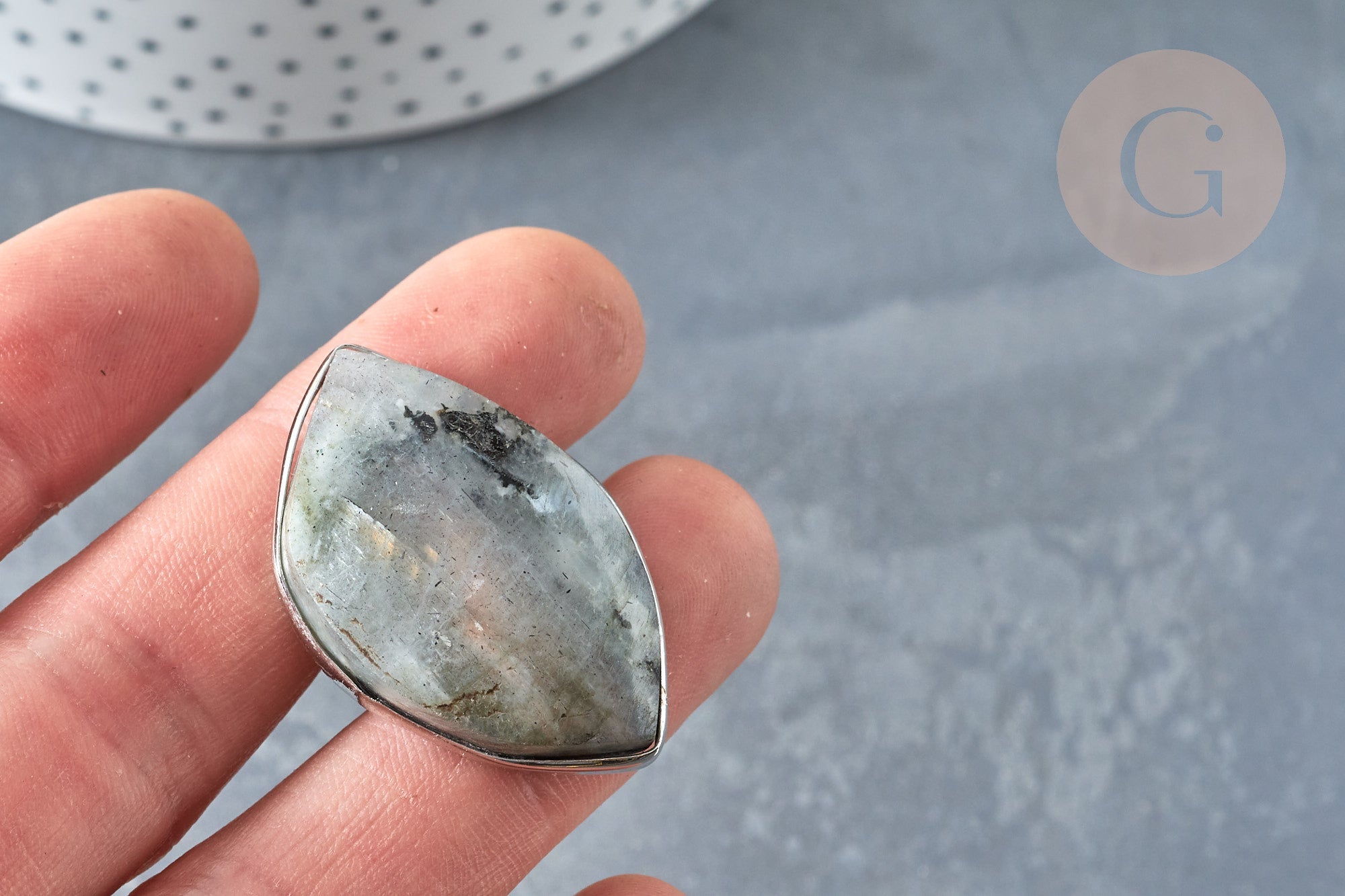Gingerlily Bague réglable G7365 labradorite 18,5mm x1
