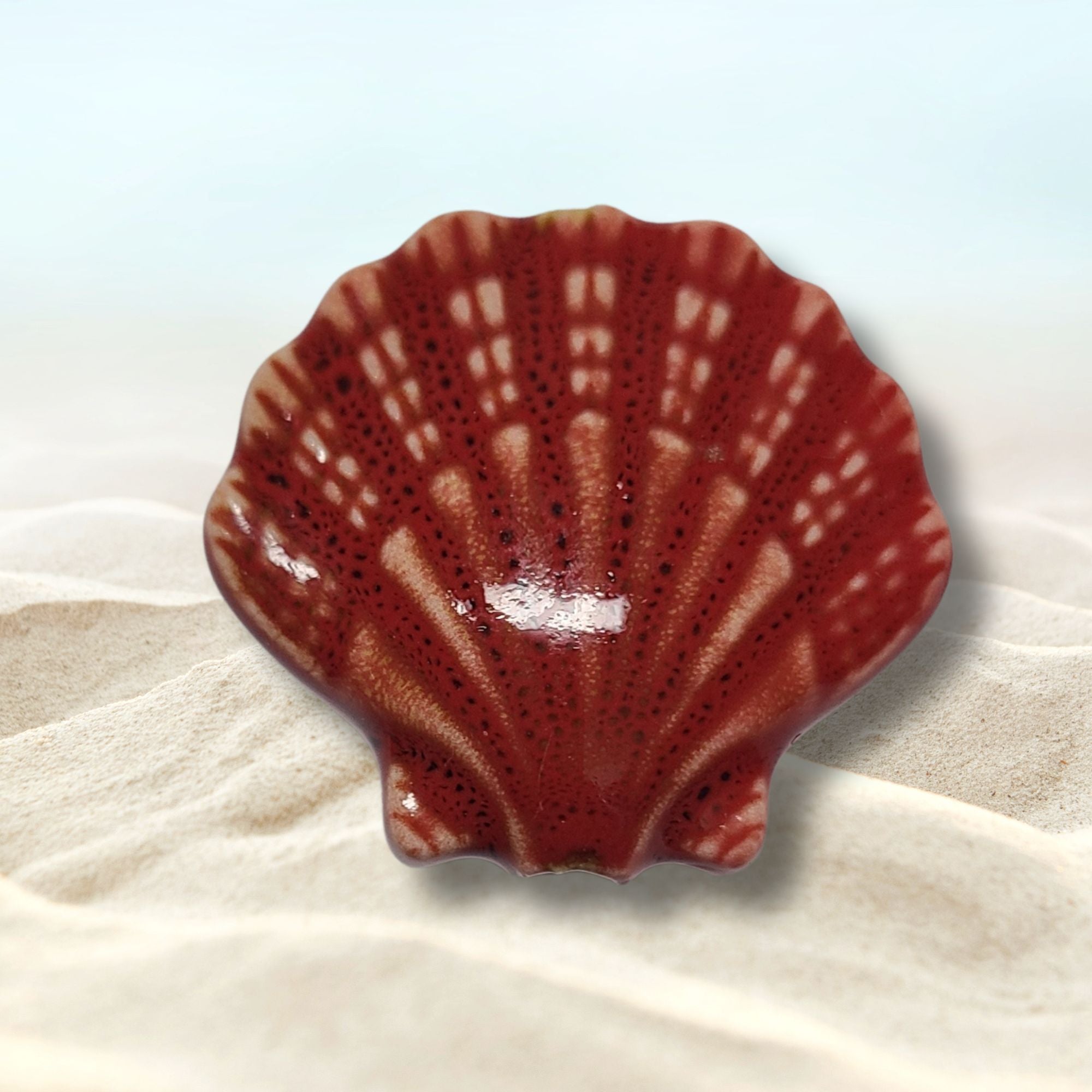 ARTSHOP Strass 4 coquillage céramique rouge brique x1
