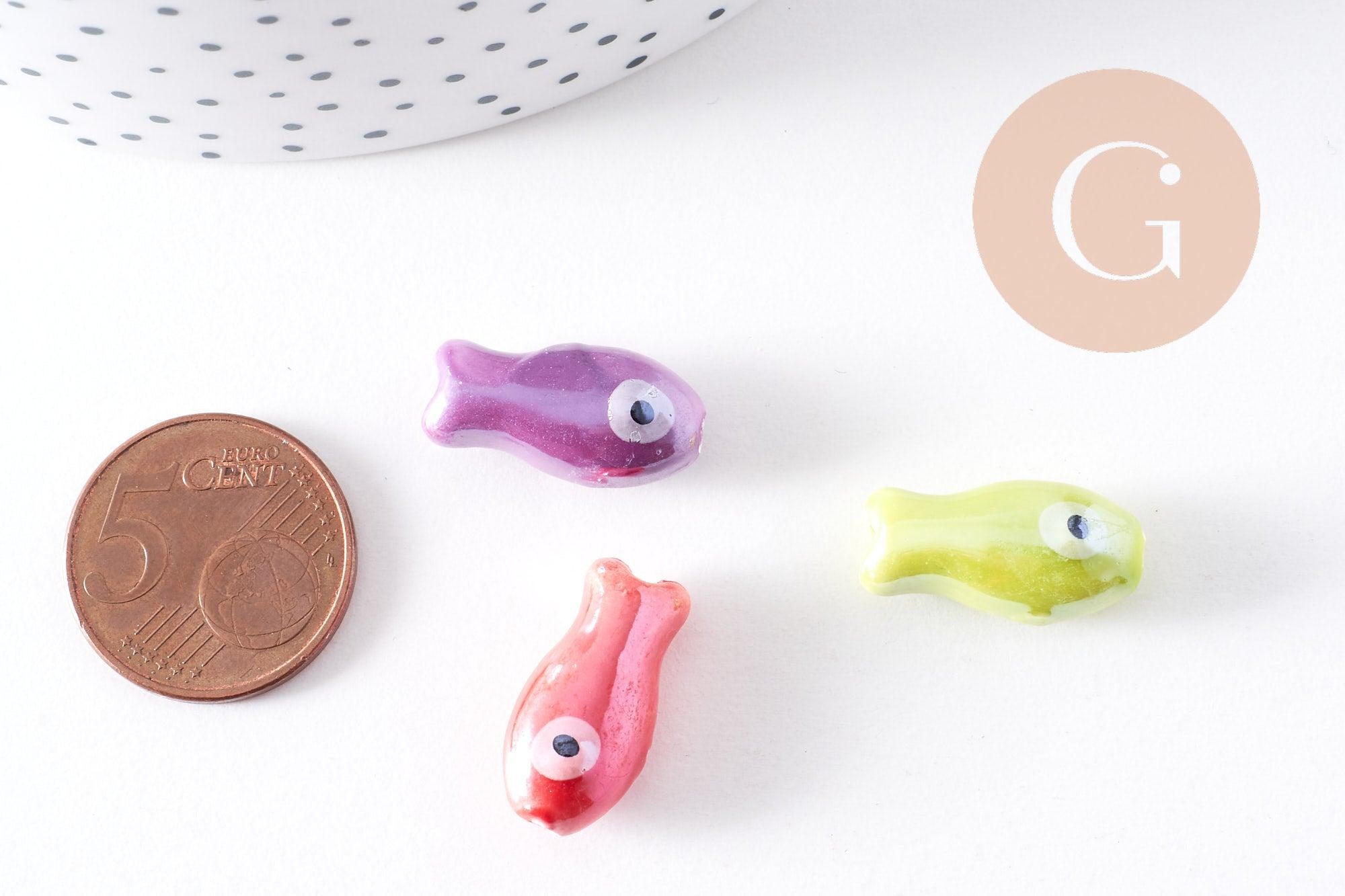 Gingerlily Perles poisson porcelaine 19,5mm multicolore x5