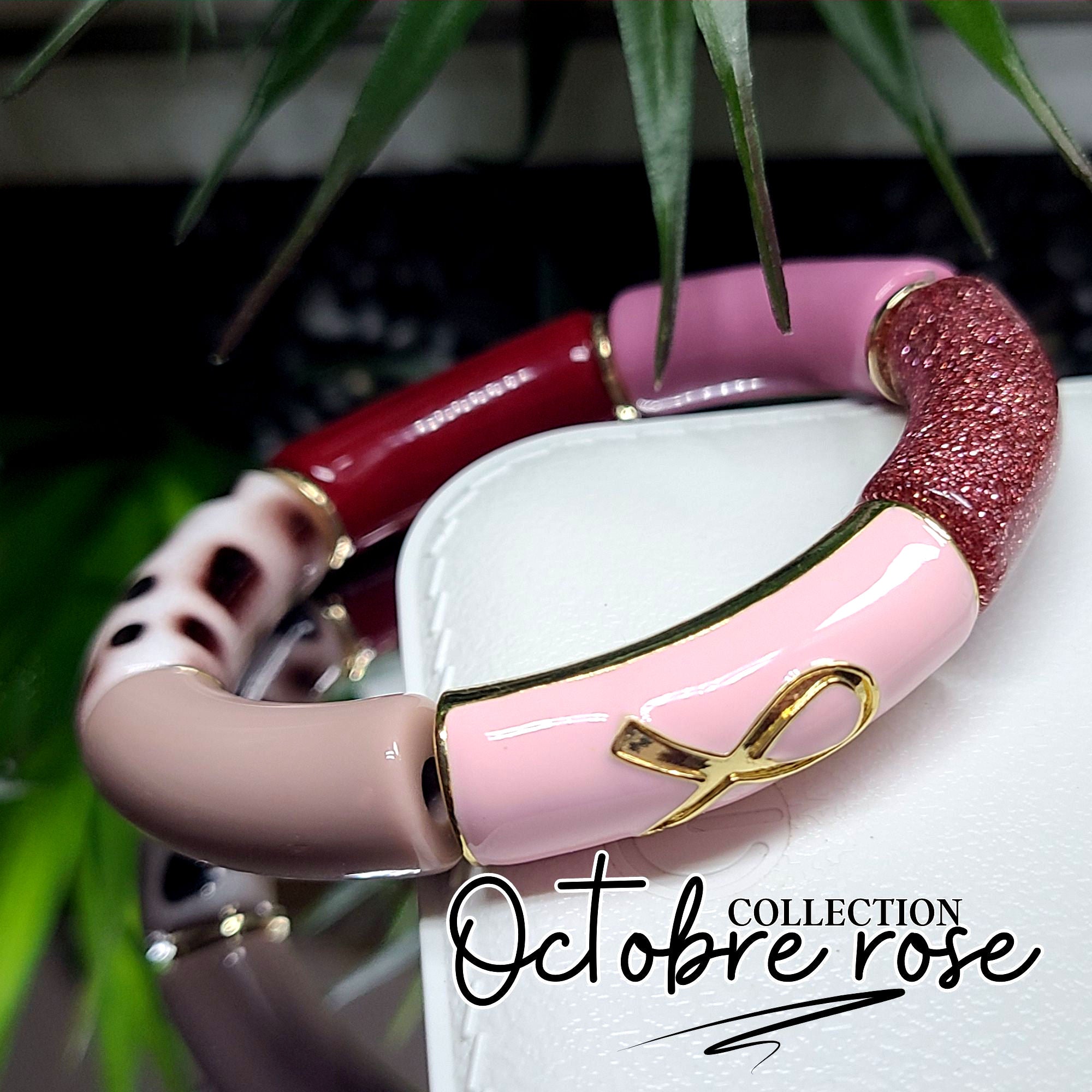 ARTSHOP Camaieu 157 lot 6 tubes ruban rose 12mm résine