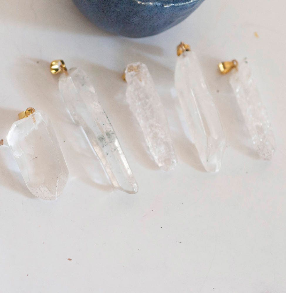 Gingerlily Pendentif pointe G2803 cristal craquelé transparent doré