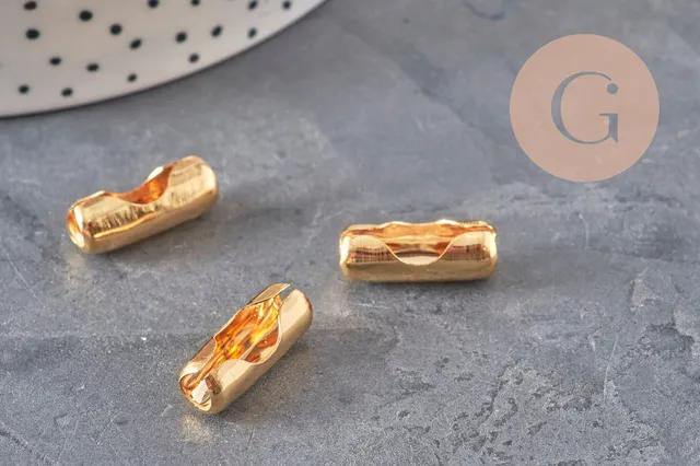 Gingerlily Fermoir chaîne à billes acier doré 18,5mm lot 10