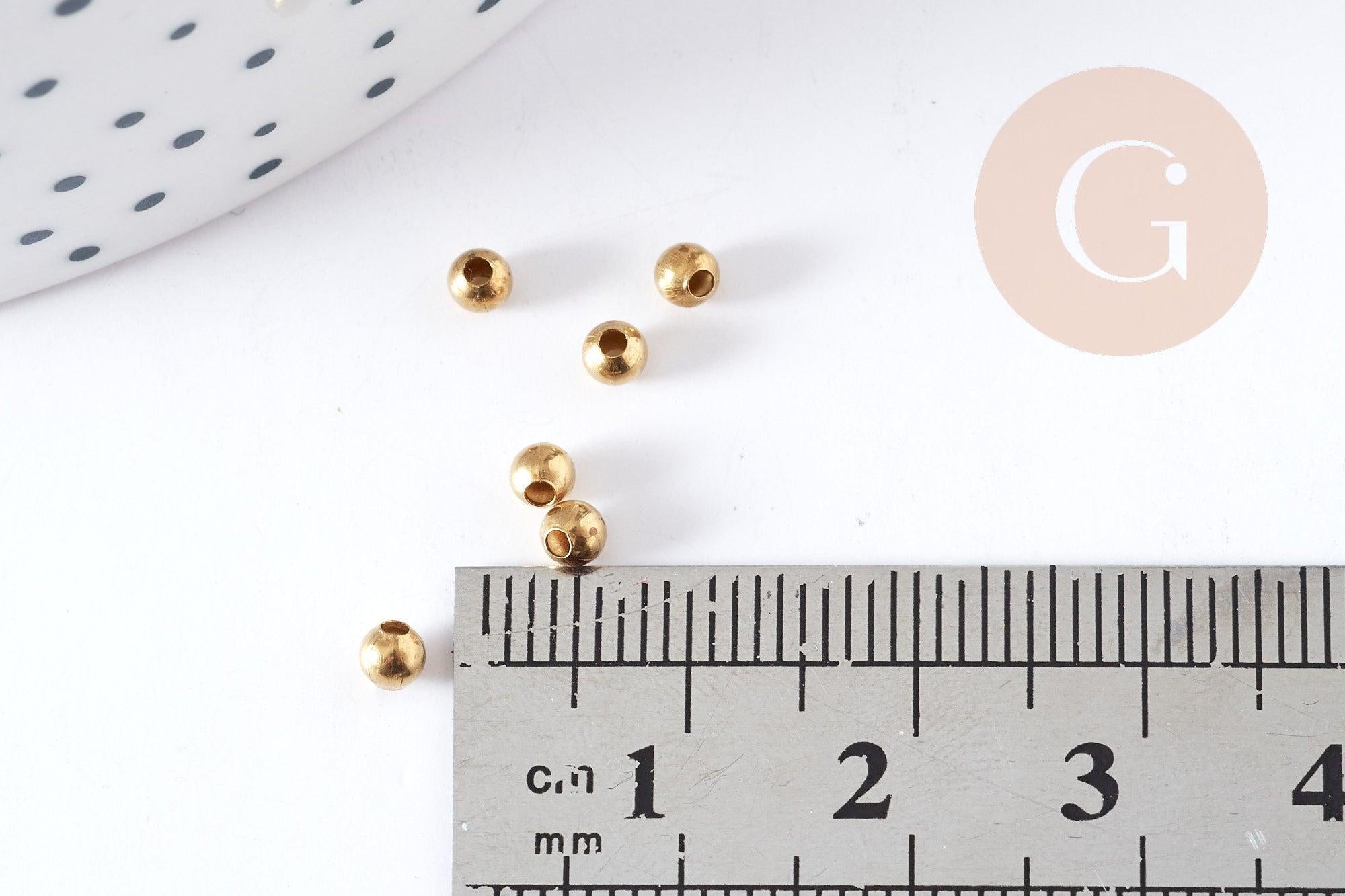 Gingerlily perles rondes laiton brut 3 mm x50 intercalaires