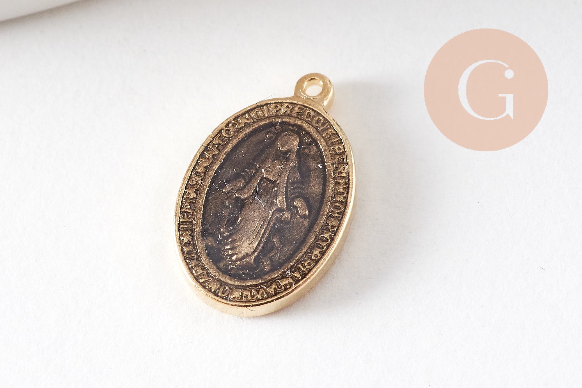 Gingerlily Pendentifs G10759 médaille Vierge Marie dorée 13mm