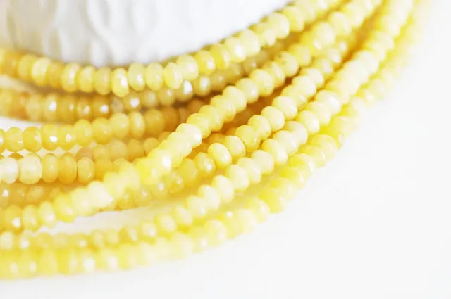Gingerlily Perles DIY Rondelle jade G1705 perles jaune 5x3mm fil