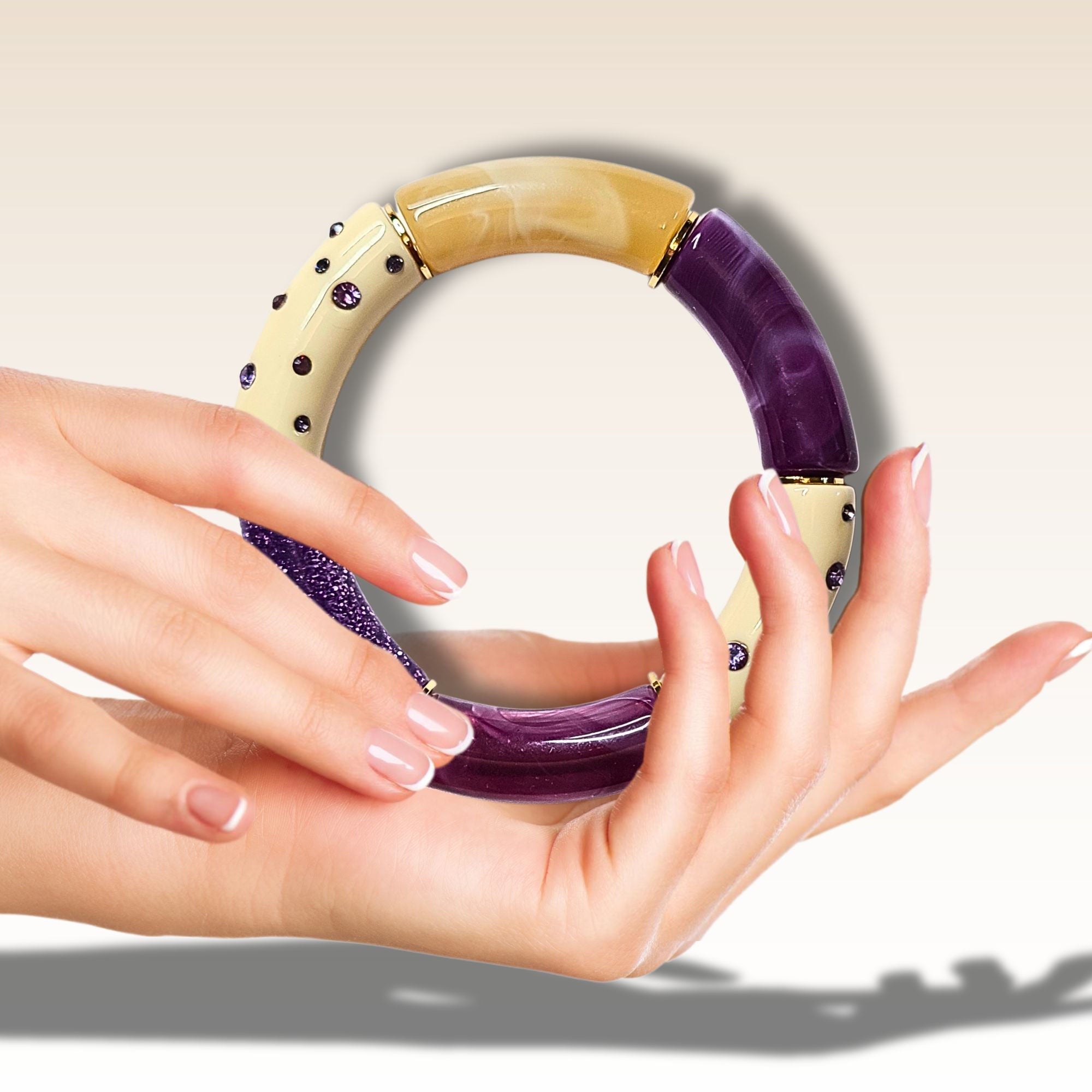 ARTSHOP 427 Ivoire Strass tube incurvé Lavander x1