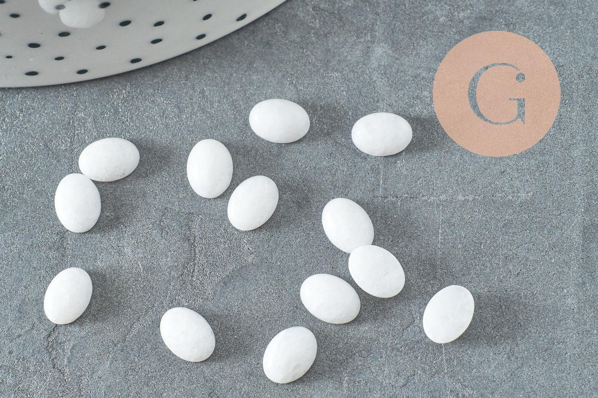 Gingerlily Cabochon ovale jade blanc 8x6mm x1 pierre naturelle