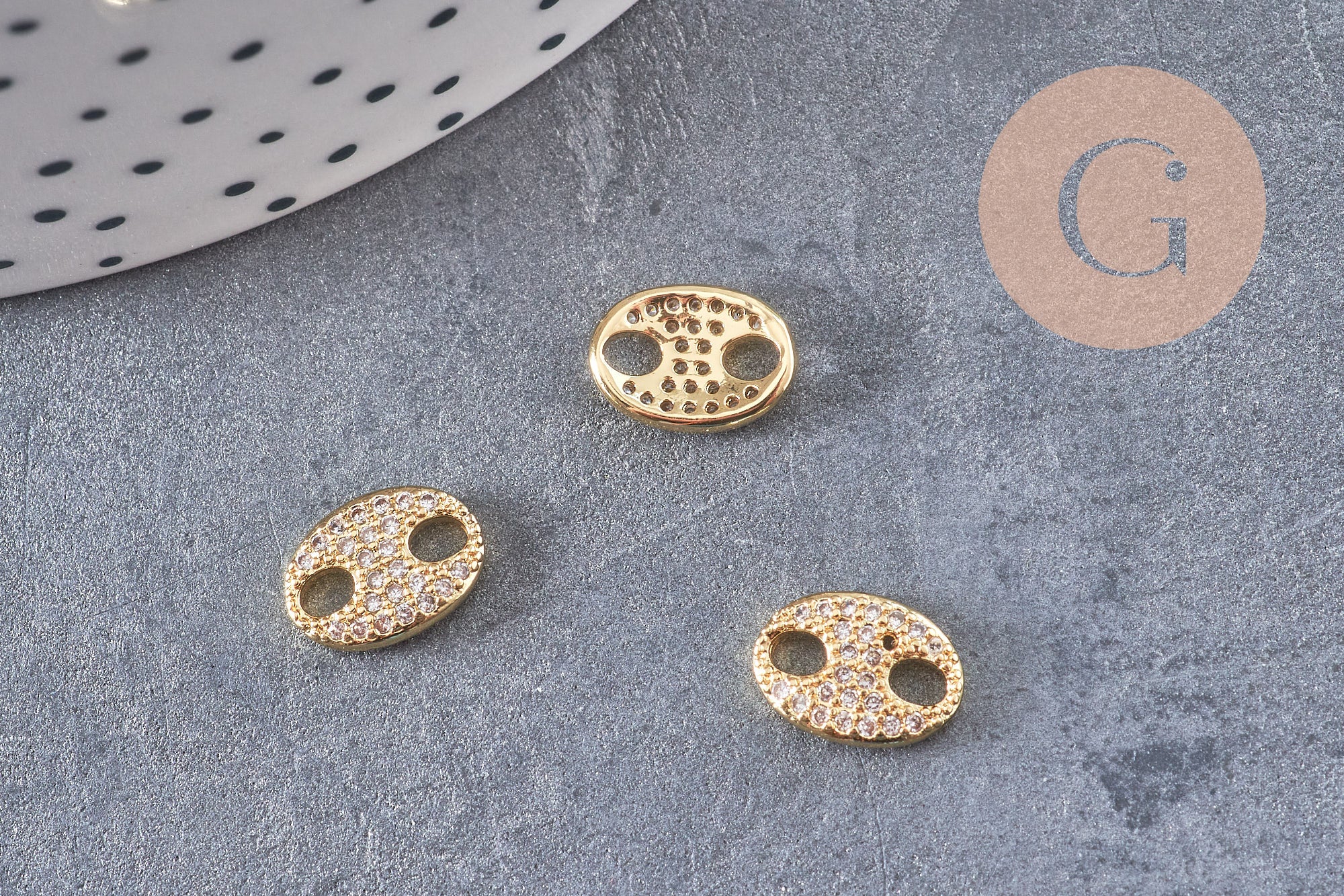 Gingerlily ovale pendentif connecteur laiton zircon 10,5mm