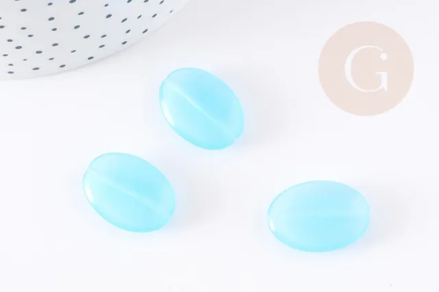 Gingerlily Perles ovale verre turquoise 25mm x2 lisse vintage