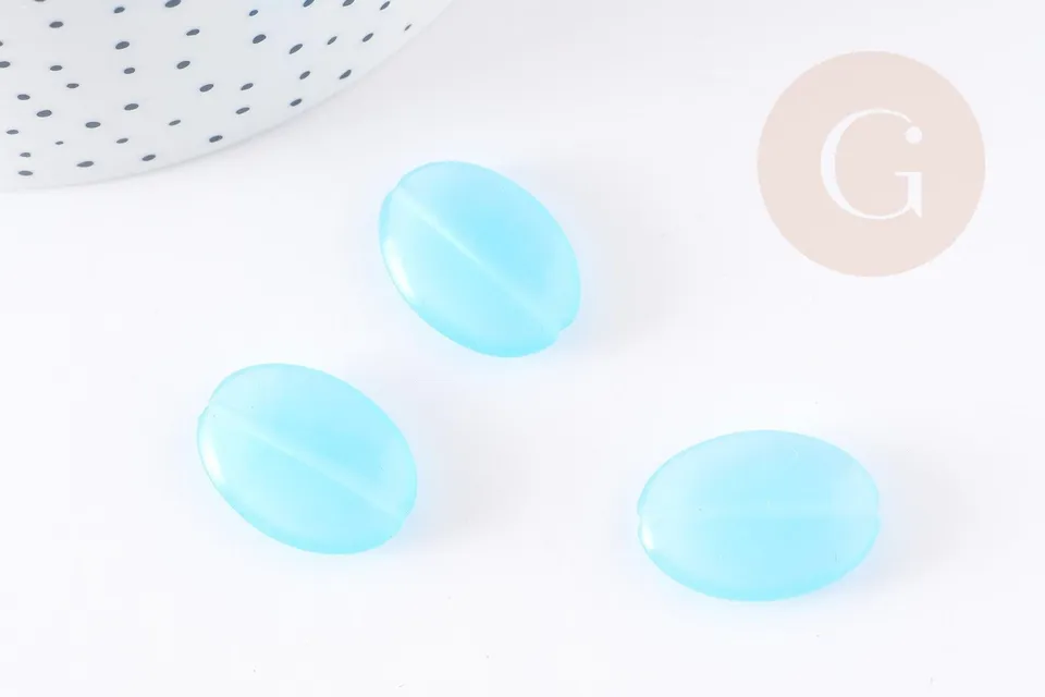 Gingerlily Perles ovale verre turquoise 25mm x2 lisse vintage