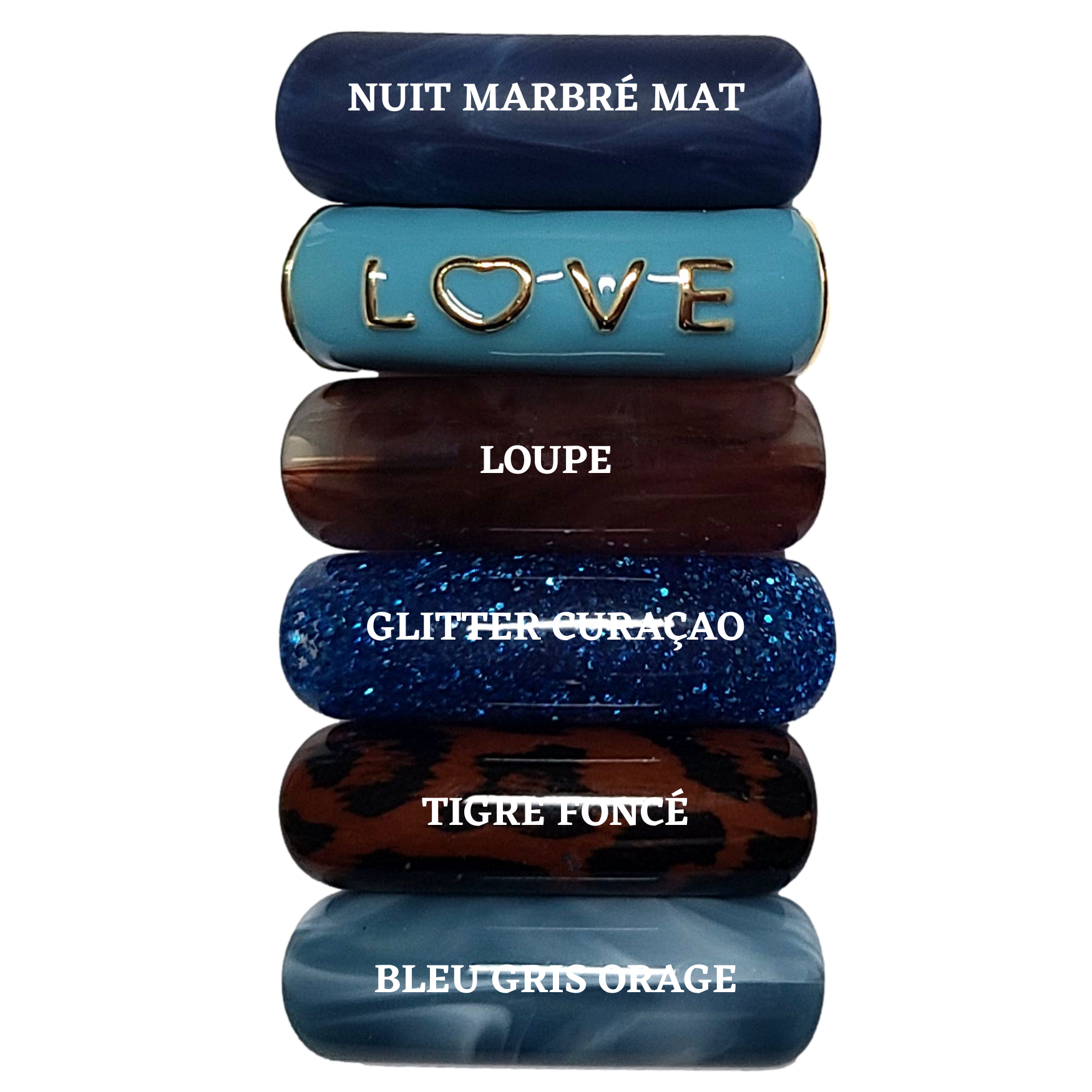 ARTSHOP Camaieux lot 6 tubes incurvés LOVE 12 mm