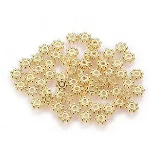 Gingerlily Perles rondelles fleurs laiton doré 4.5mm x50