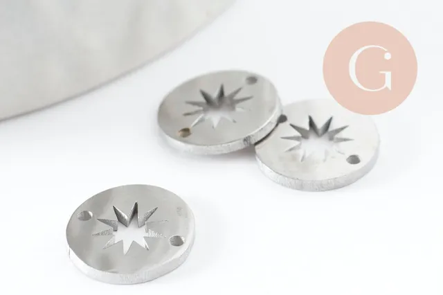 Gingerlily Pendentifs DIY G9981 connecteur étoile acier 10mm platine