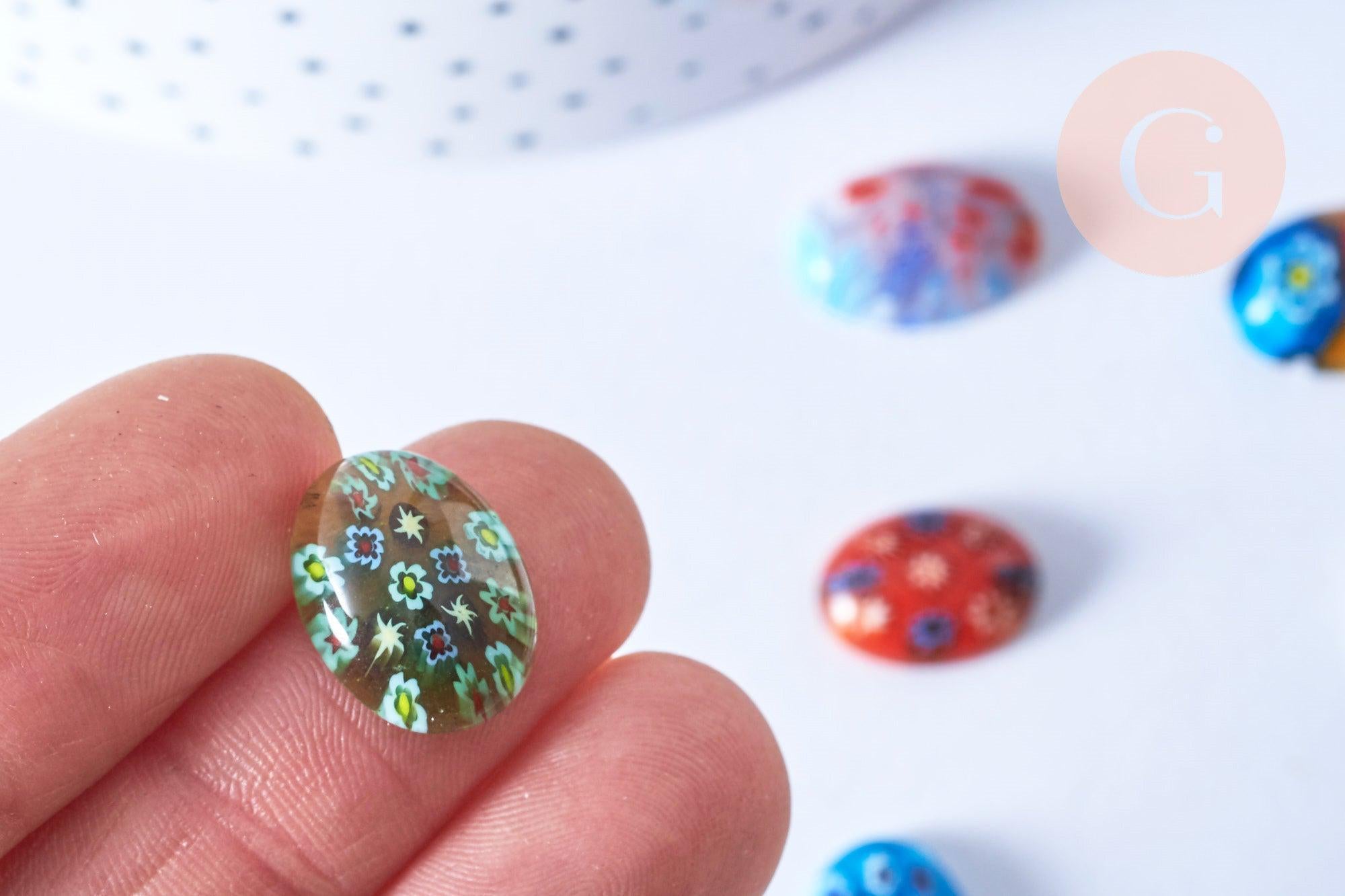 Gingerlily Cabochons G8701 verre millefiori ovale 10-18mm lot 10