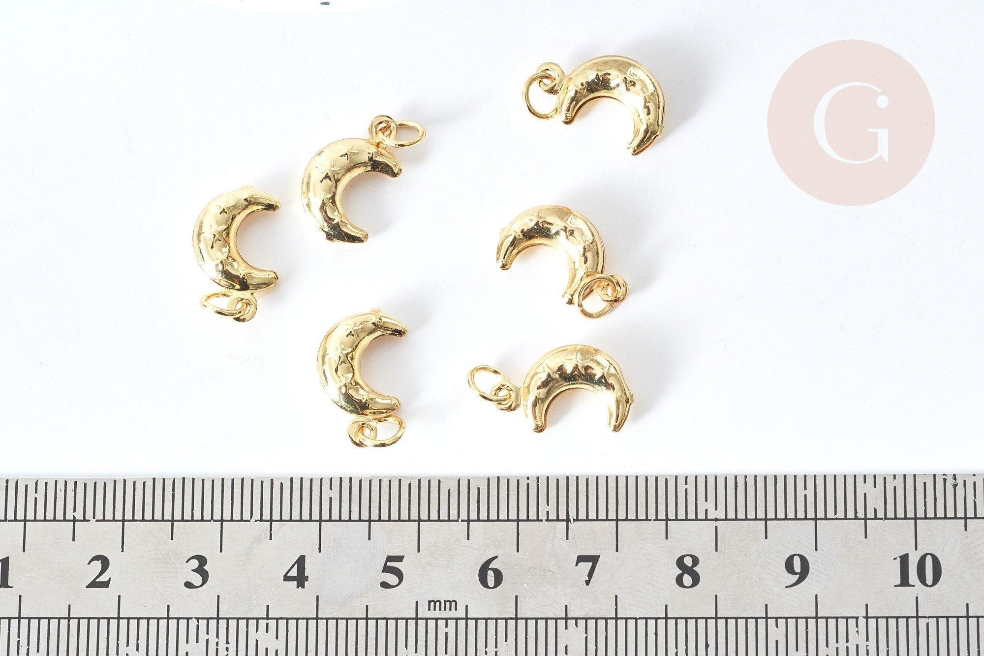 Gingerlily Pendentif lune croissant laiton doré 15mm x5