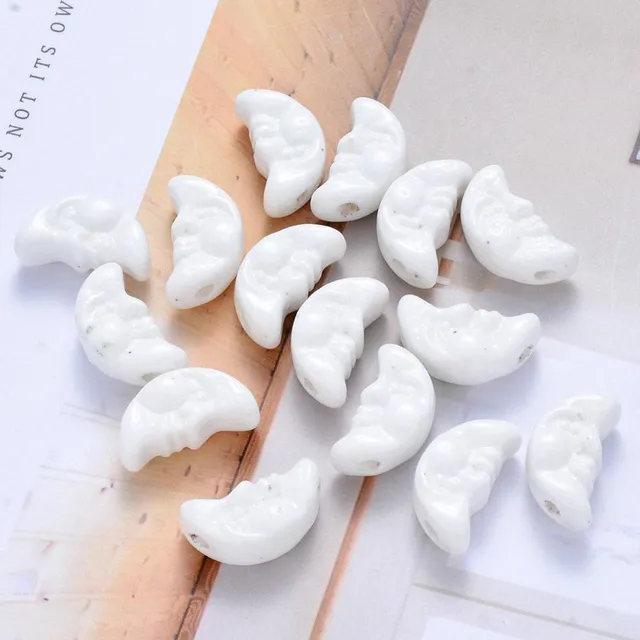 Gingerlily perle lune porcelaine blanche 18mm x5
