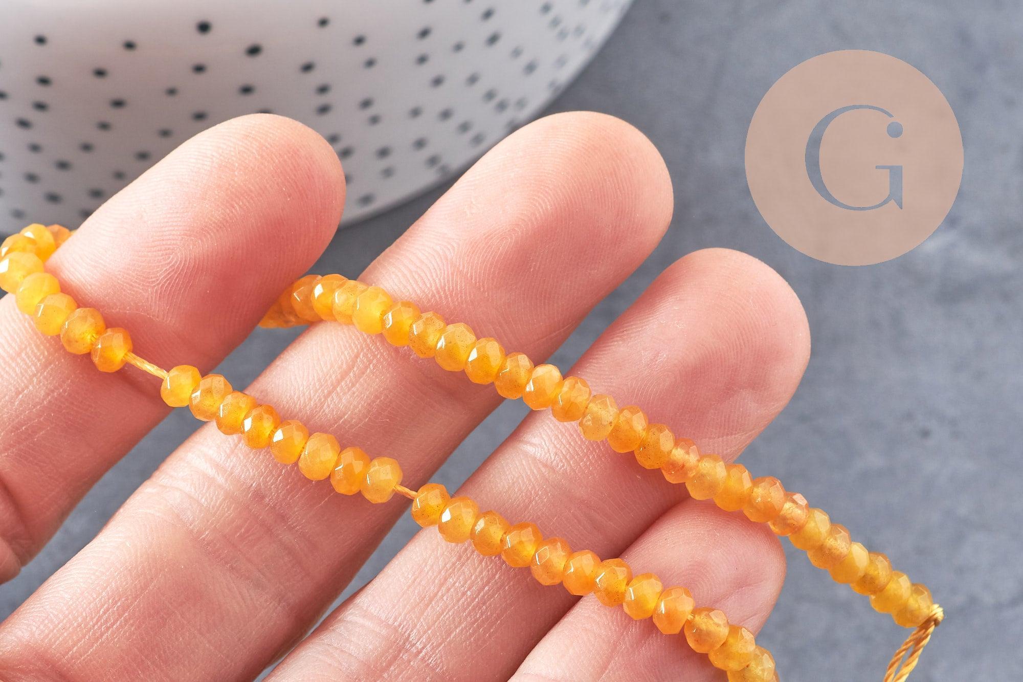Gingerlily Perles G1710 abacus jade jaune facetté 4mm fil 36cm