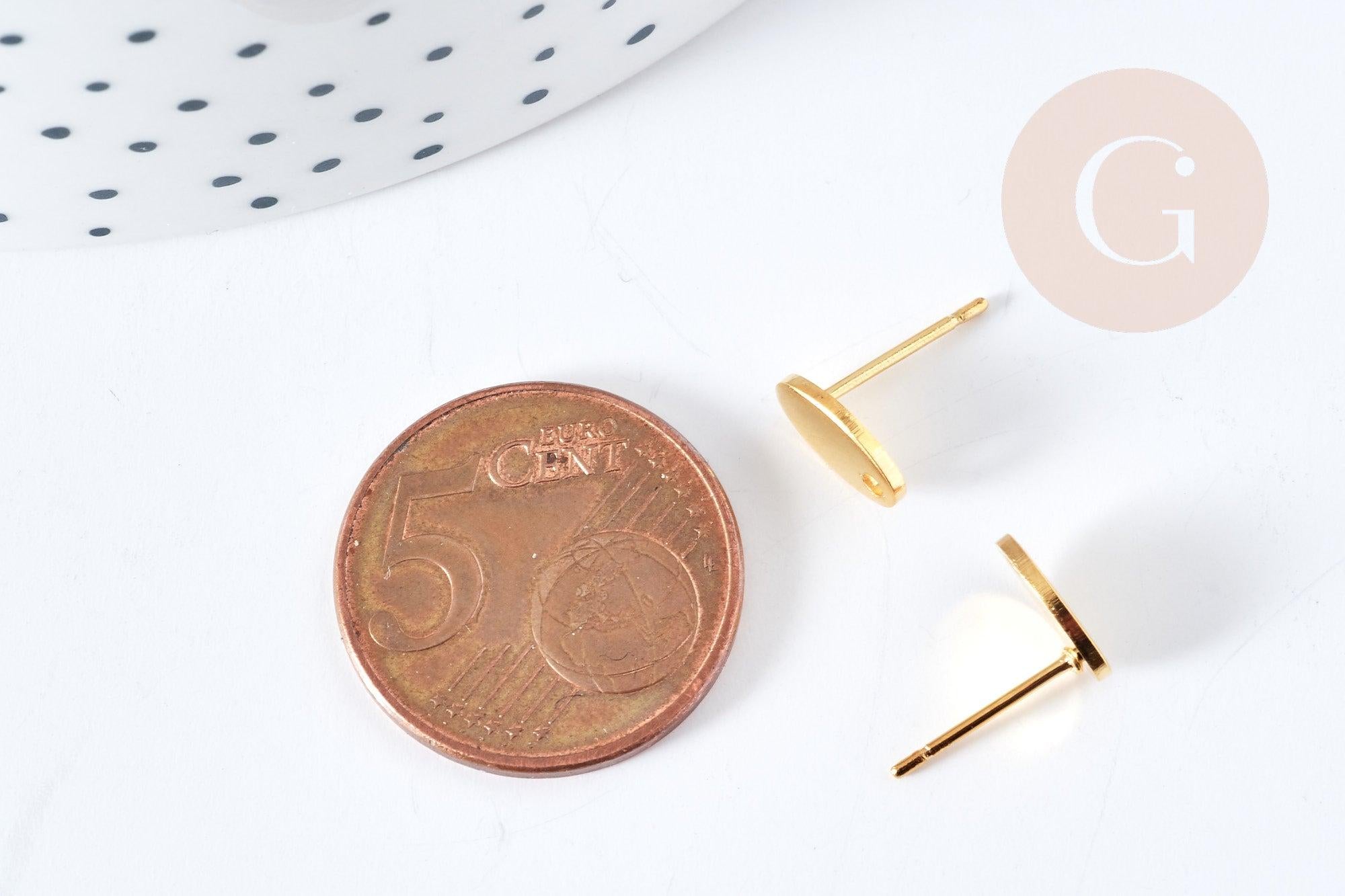 Gingerlily Accessoires puces ovales acier doré 9mm la paire