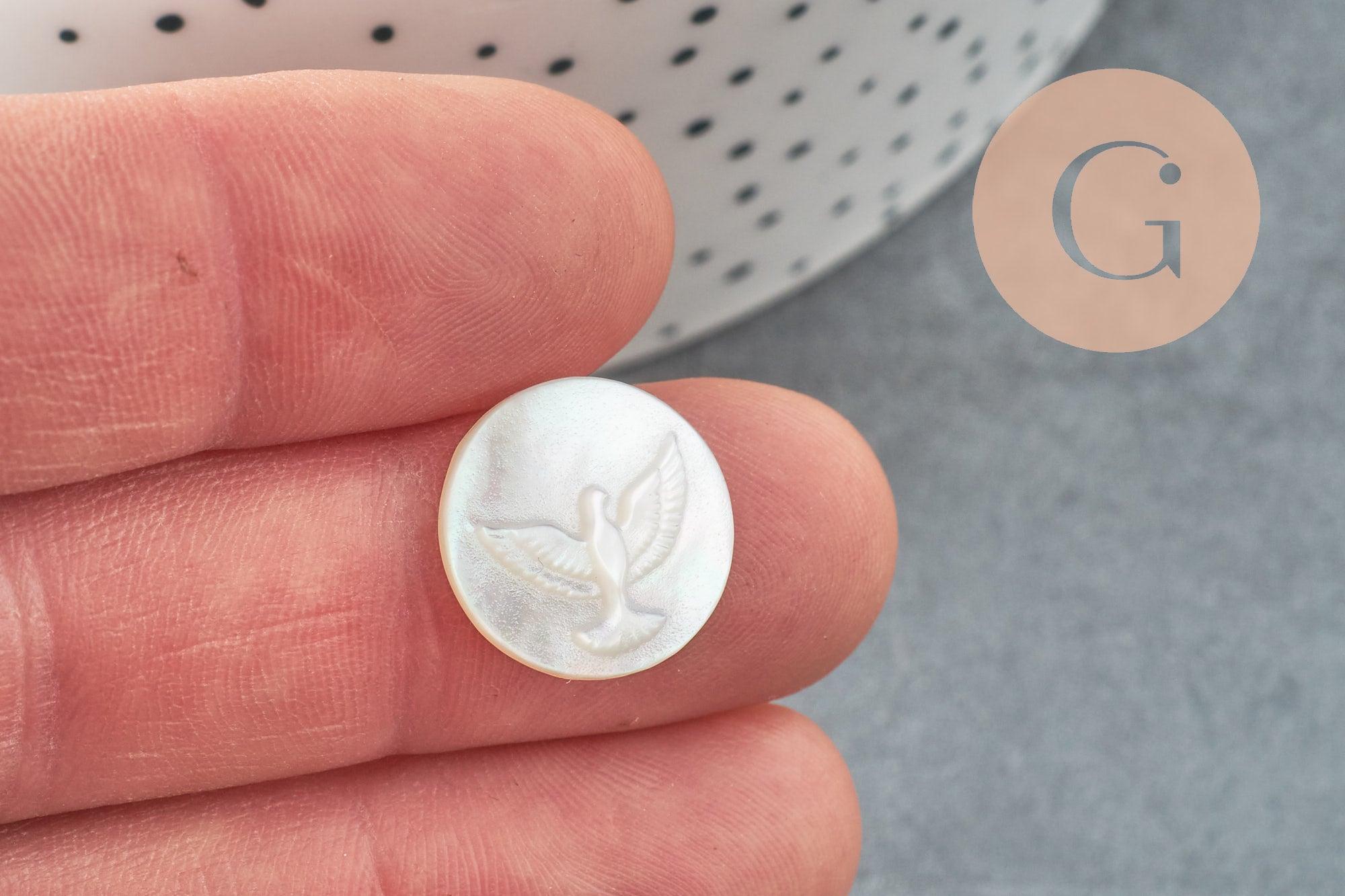 Gingerlily Cabochon colombe nacre blanche 15,5mm à coller