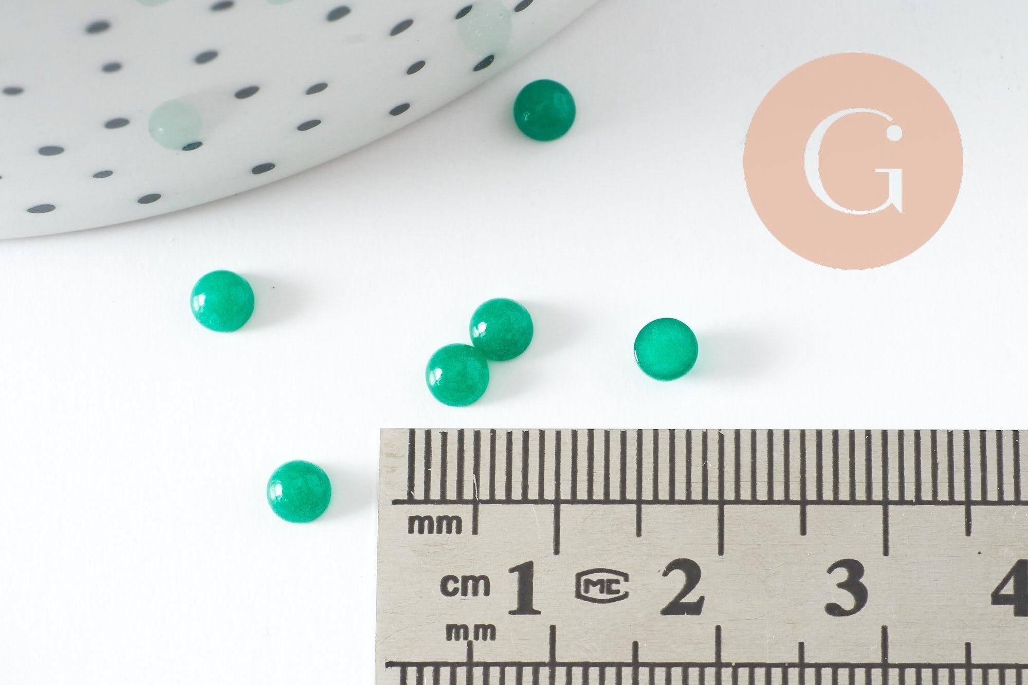 Gingerlily Cabochon rond jade vert 4mm x1 à coller