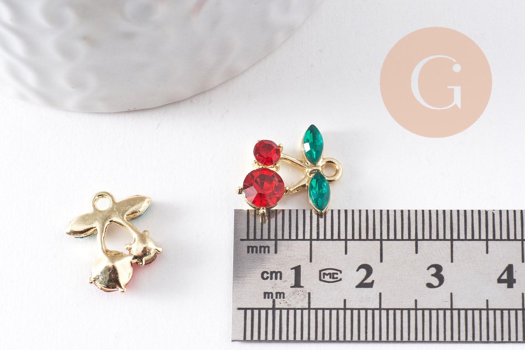Gingerlily G10391 breloque cerise zircons doré x2