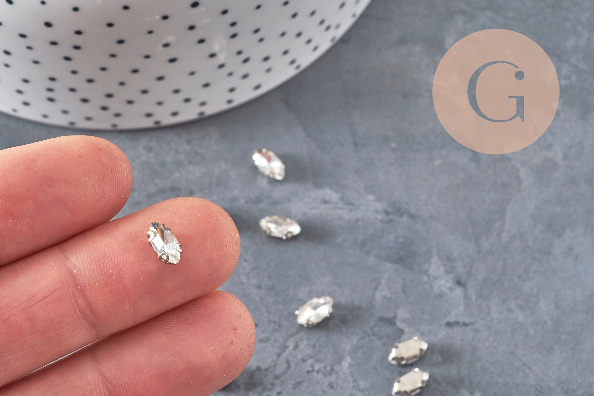Gingerlily Cabochon navette cristal transparent 8x4mm x10