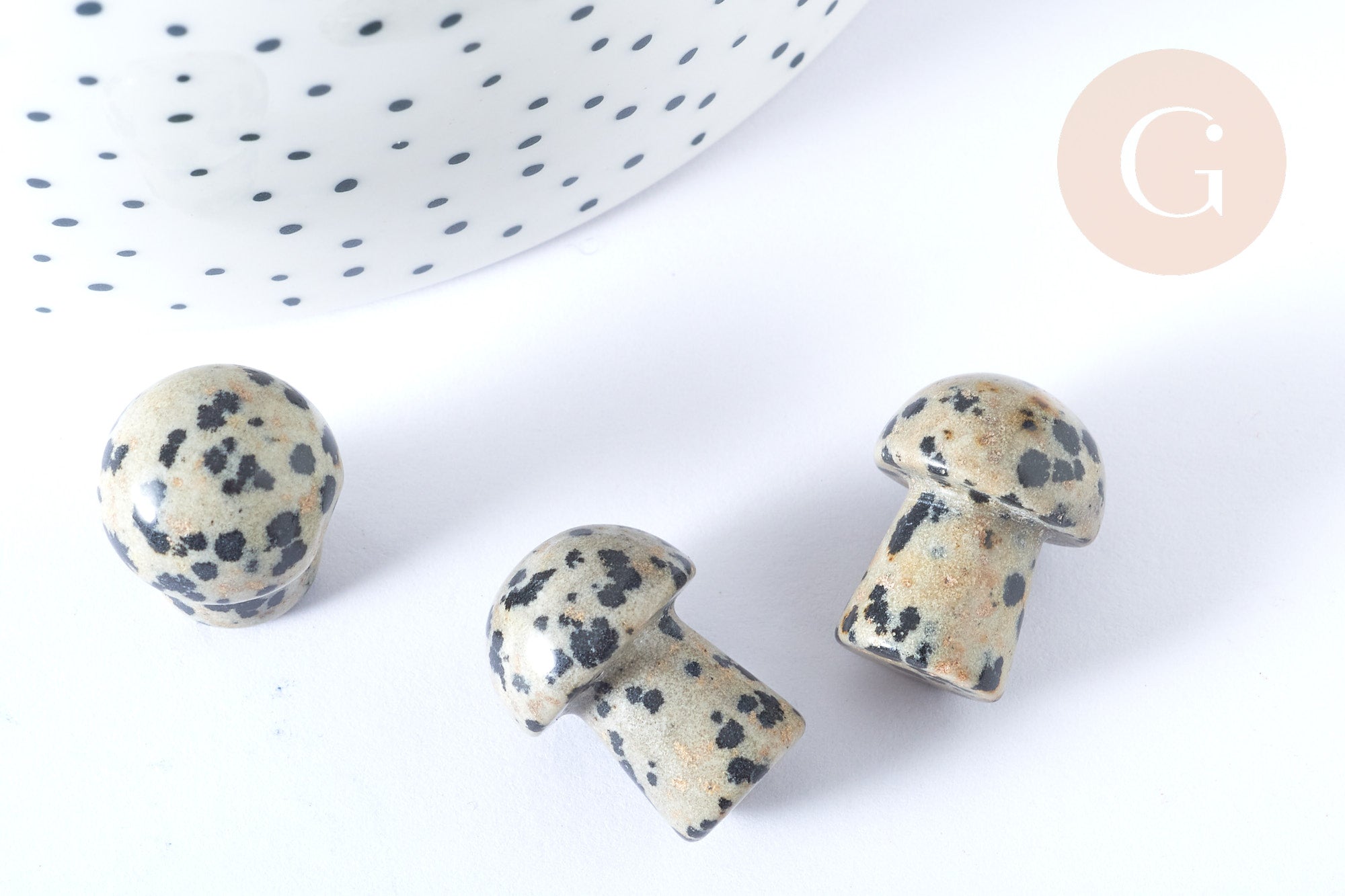 Gingerlily Pierre champignon jaspe dalmatien 20mm x1