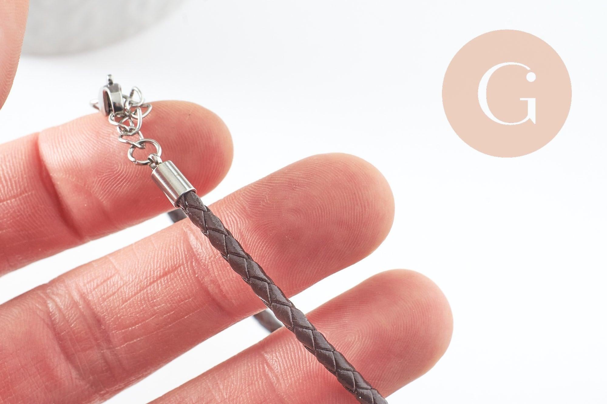 Gingerlily Accessoires bracelet cuir cacao acier 21.5cm x1