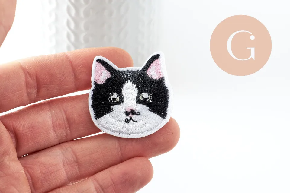 Gingerlily écusson chat noir G9808 patch thermocollant 37mm x1