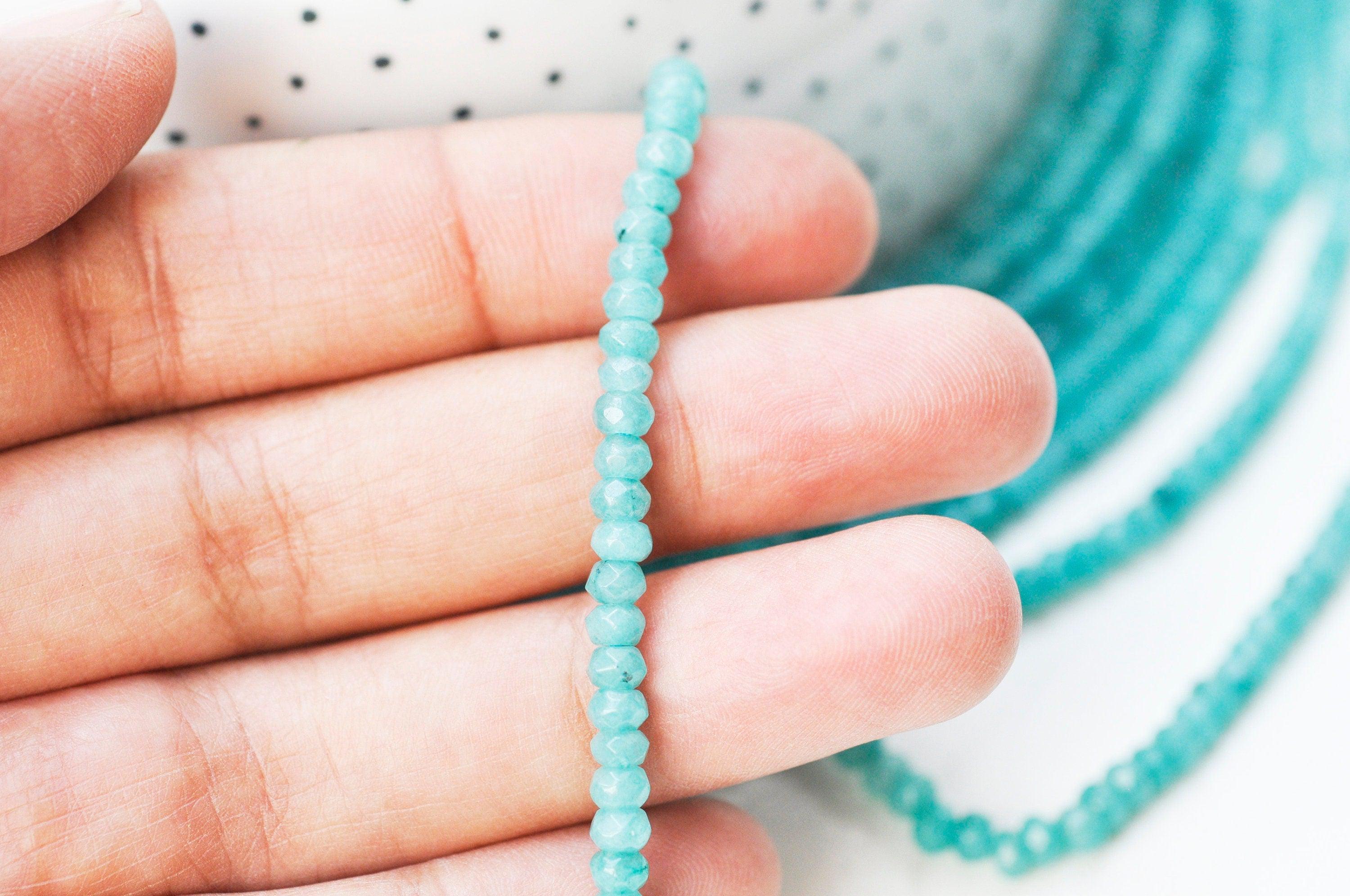 Gingerlily perles abacus jade turquoise 4x2mm fil 38cm