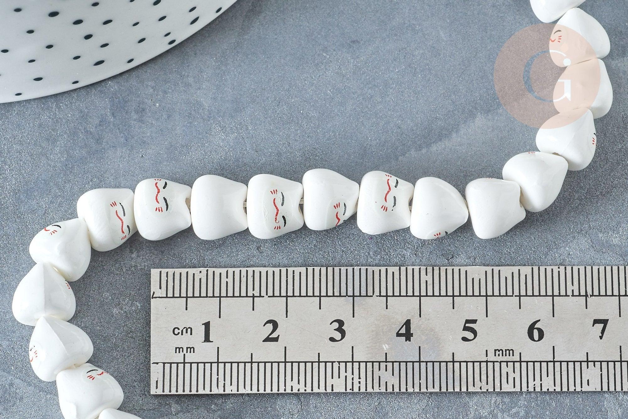 Gingerlily Perles G8185 perle chat porcelaine blanche x5