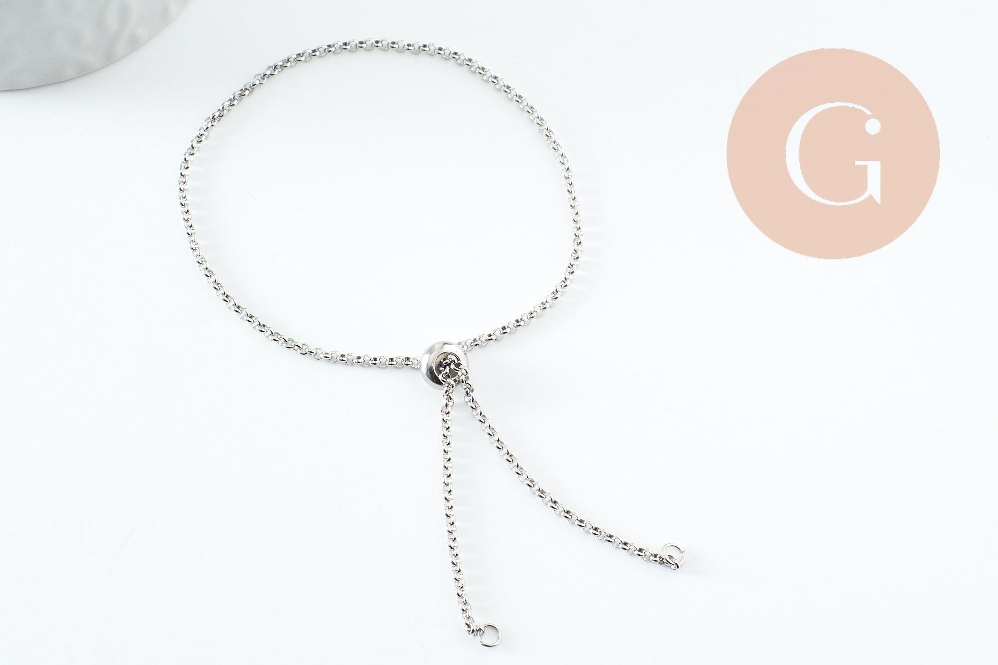 Gingerlily Apprêts G9492 base bracelet acier platine 30,5 cm