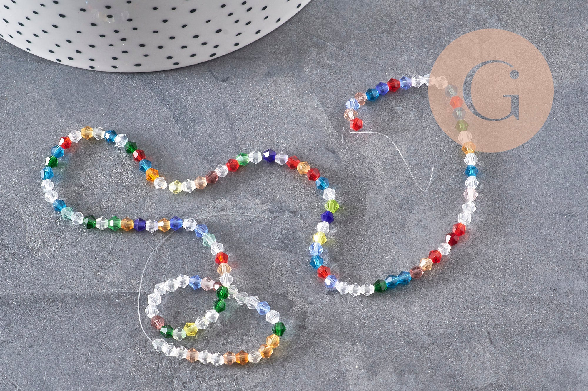 Gingerlily Perles G11127 perles toupies cristal multicolore 3mm fil