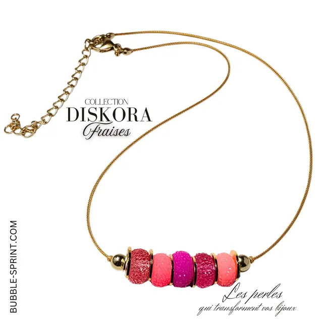 ARTSHOP Diskora Fraises collier acrylique kit ajustable