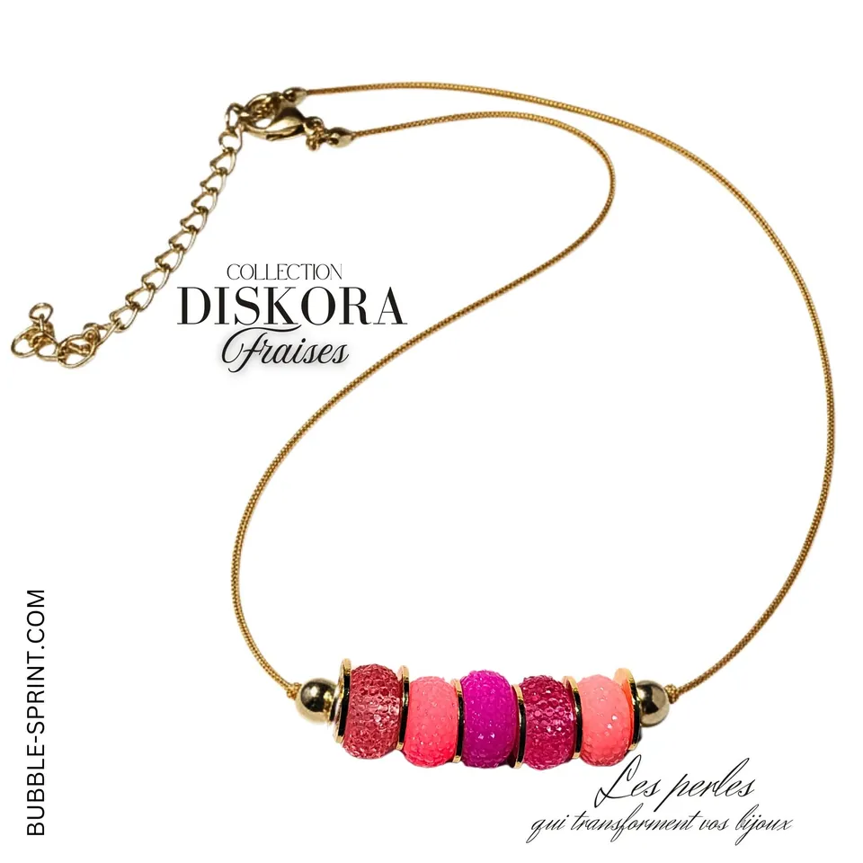 ARTSHOP Diskora Fraises collier acrylique kit ajustable