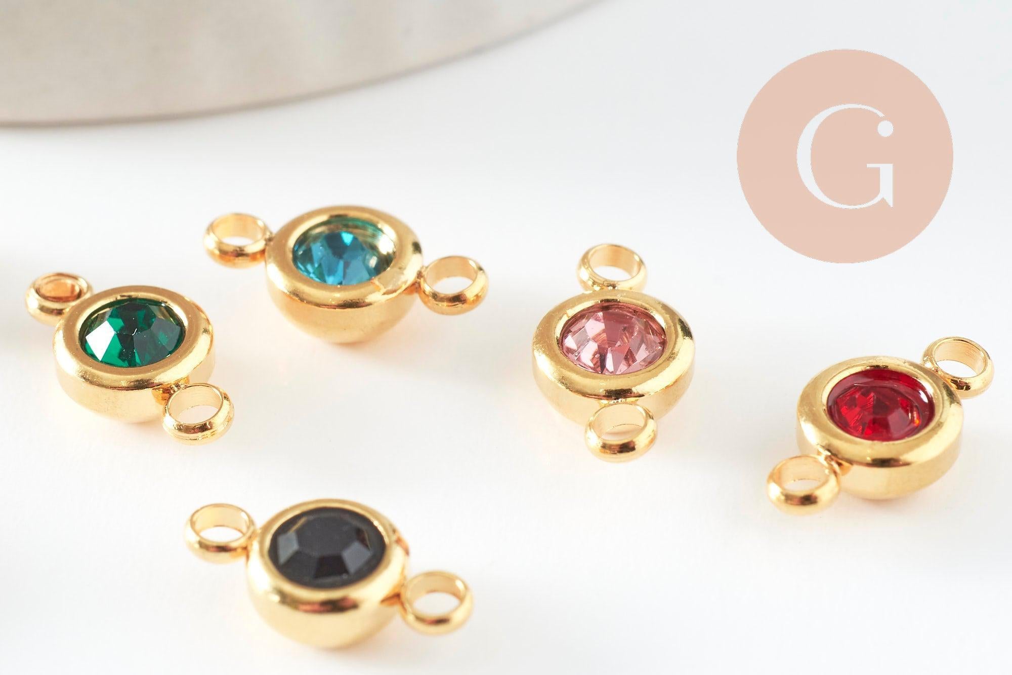 Gingerlily G9582 connecteur rond zircon doré 12mm noir