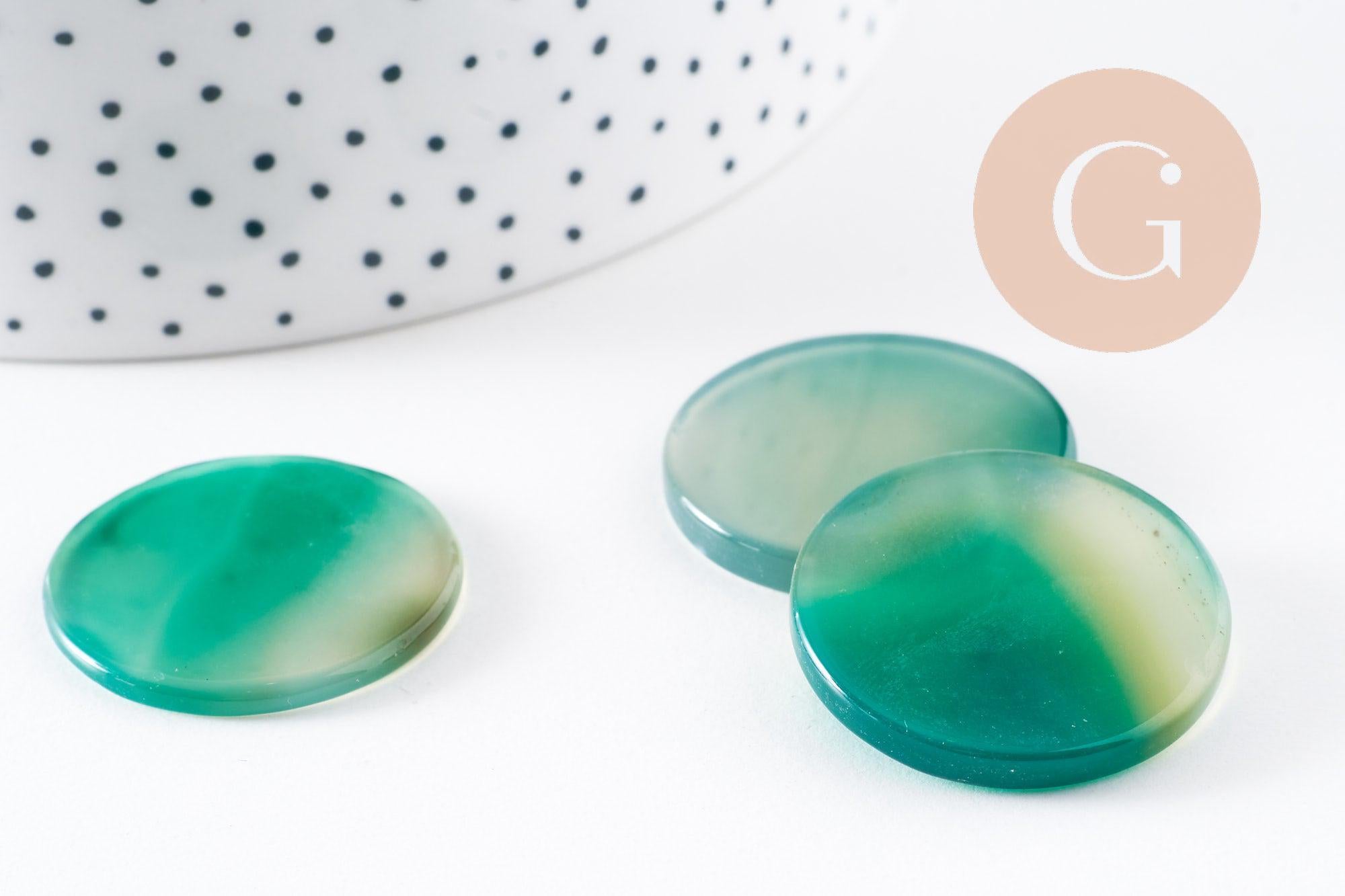 Gingerlily Cabochon rond onyx verte 30mm x1 naturelle polie