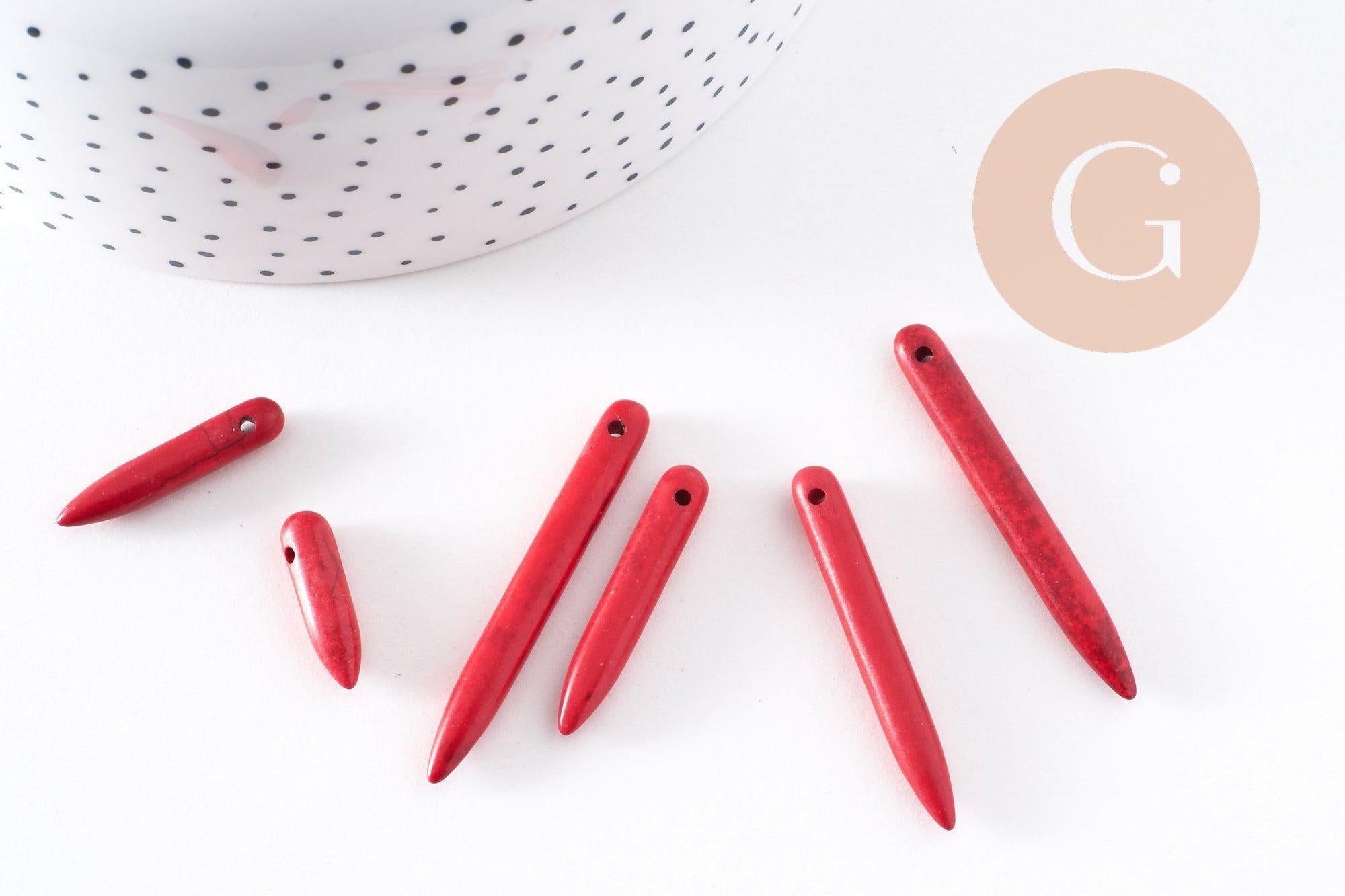 Gingerlily Perles pierre howlite rouge pointes 18-43mm fil